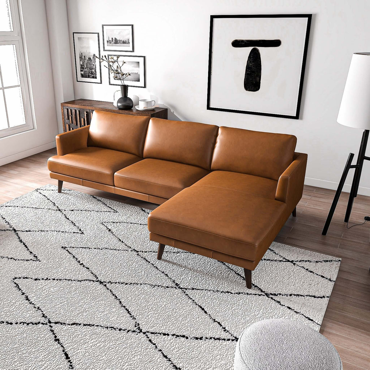 Lore Tan Genuine Leather LAF Sectional from Ashcroft Furniture - Luna Furniture