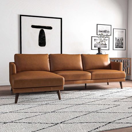 Lore Tan Genuine Leather LAF Sectional from Ashcroft Furniture - Luna Furniture