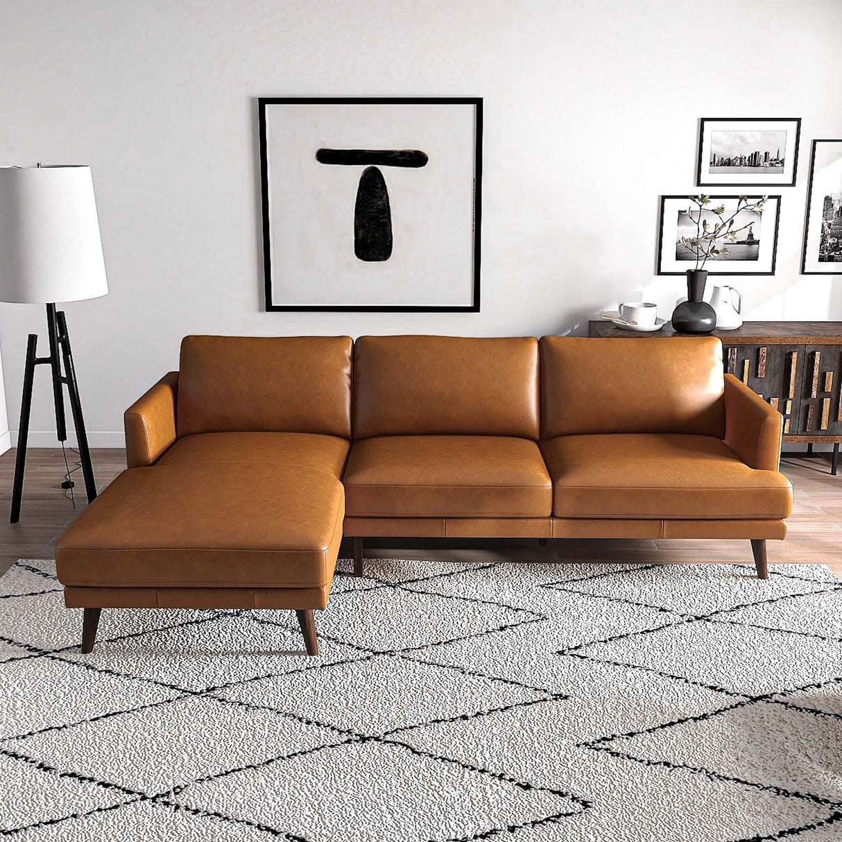 Lore Tan Genuine Leather LAF Sectional from Ashcroft Furniture - Luna Furniture