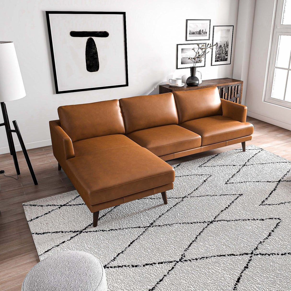 Lore Tan Genuine Leather LAF Sectional from Ashcroft Furniture - Luna Furniture