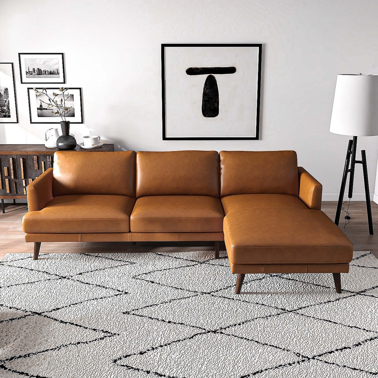 Lore Tan Genuine Leather LAF Sectional from Ashcroft Furniture - Luna Furniture