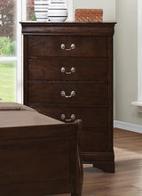 Louis Philippe Cappuccino 5-Drawer Chest with Silver Bails from Coaster - Luna Furniture