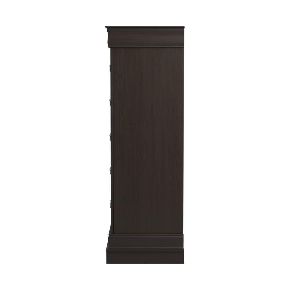 Louis Philippe Cappuccino 5-Drawer Chest with Silver Bails from Coaster - Luna Furniture