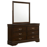 Louis Philippe Cappuccino 6-Drawer Dresser with Mirror from Coaster - Luna Furniture