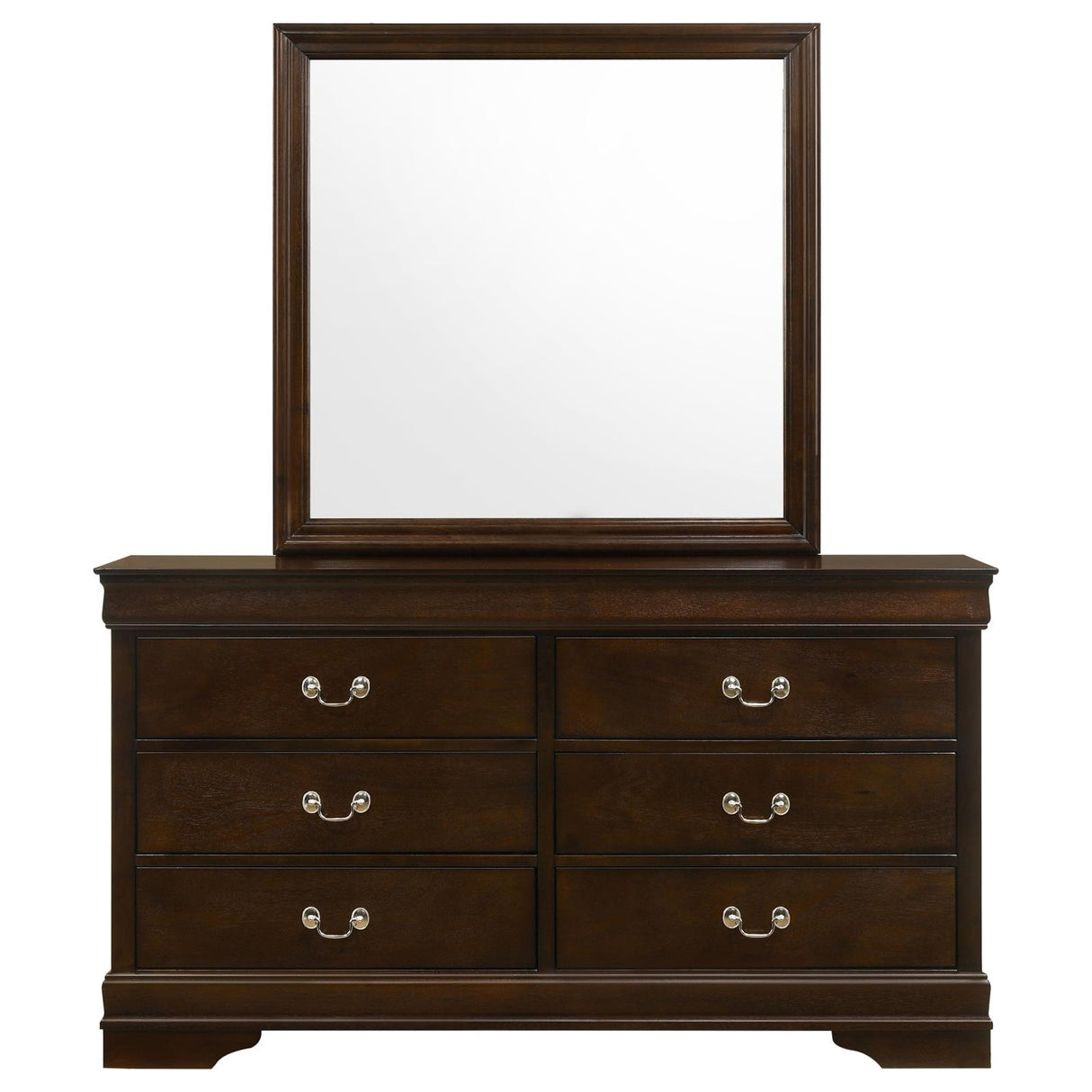 Louis Philippe Cappuccino 6-Drawer Dresser with Mirror from Coaster - Luna Furniture