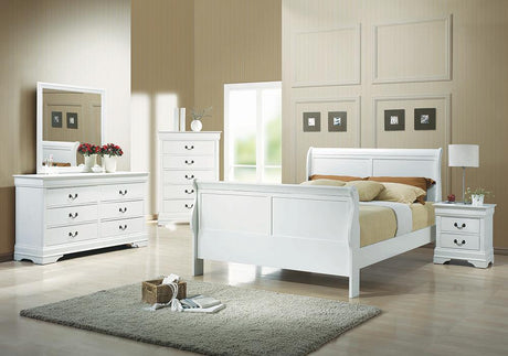 Louis Philippe Queen Sleigh Panel Bed White - 204691Q - Luna Furniture
