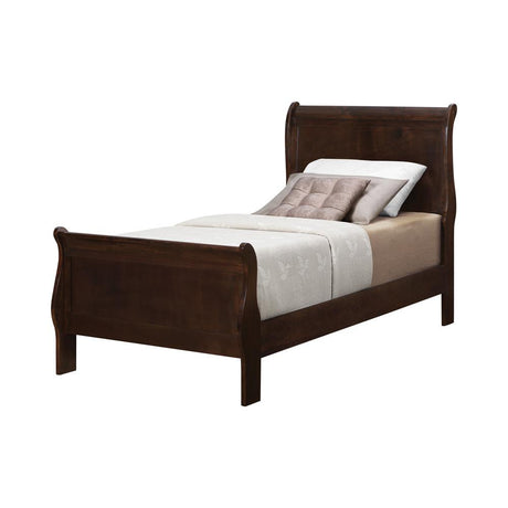 Louis Philippe Twin Panel Sleigh Bed Cappuccino - 202411T - Luna Furniture
