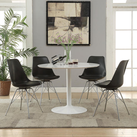 Lowry 5-piece Round Dining Set Tulip Table with Eiffel Chairs Black - 105261-S5K - Luna Furniture