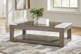 Loyaska Grayish Brown/White Lift-Top Coffee Table from Ashley - Luna Furniture