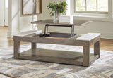 Loyaska Grayish Brown/White Lift-Top Coffee Table from Ashley - Luna Furniture