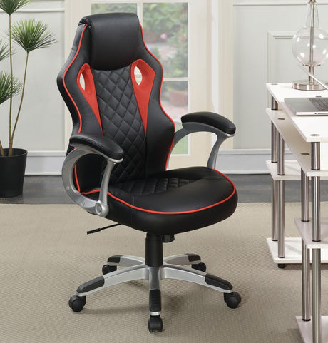 Lucas Upholstered Office Chair Black and Red - 801497 - Luna Furniture