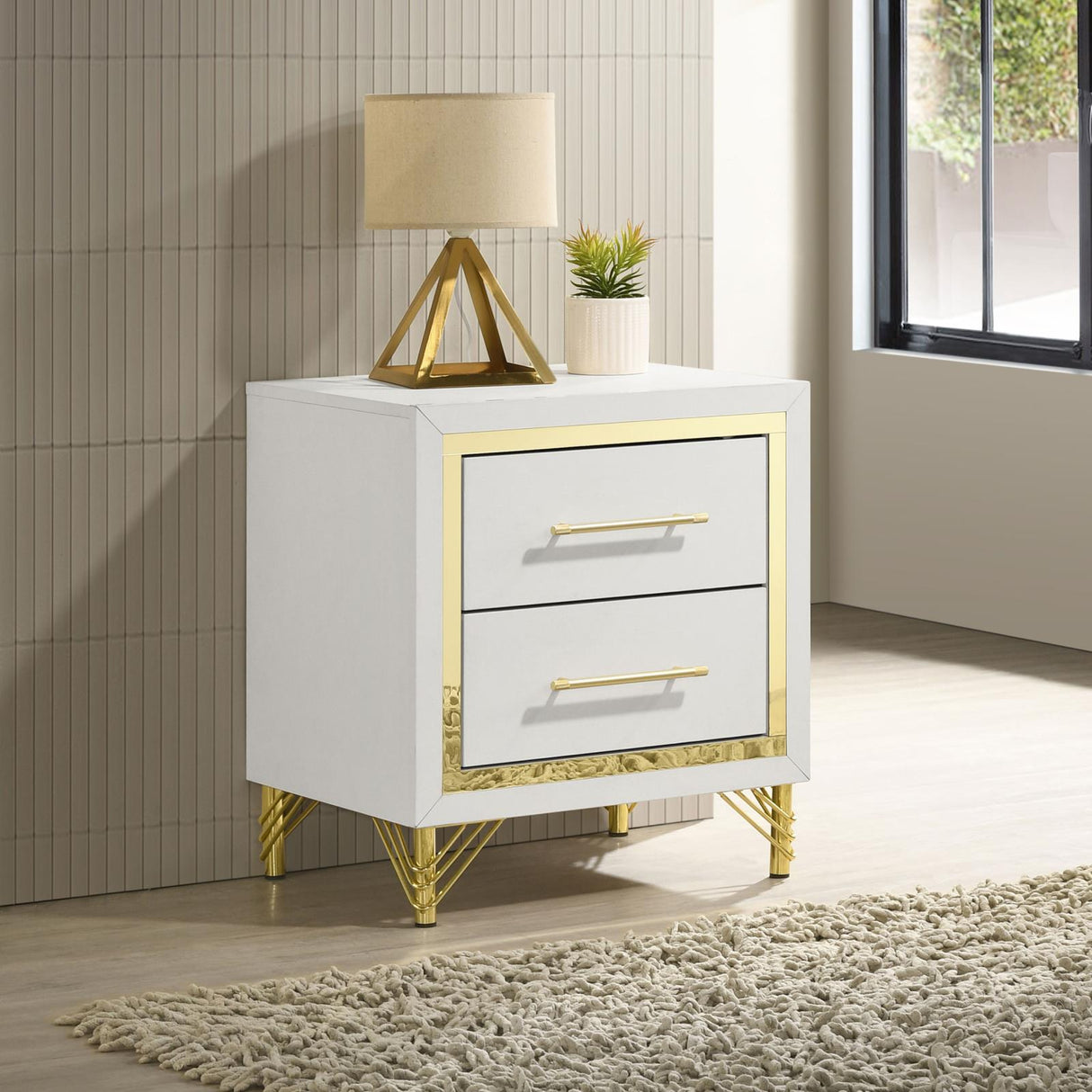 Lucia White 2-Drawer Nightstand from Coaster - Luna Furniture