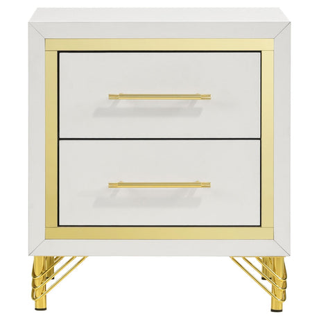 Lucia White 2-Drawer Nightstand from Coaster - Luna Furniture