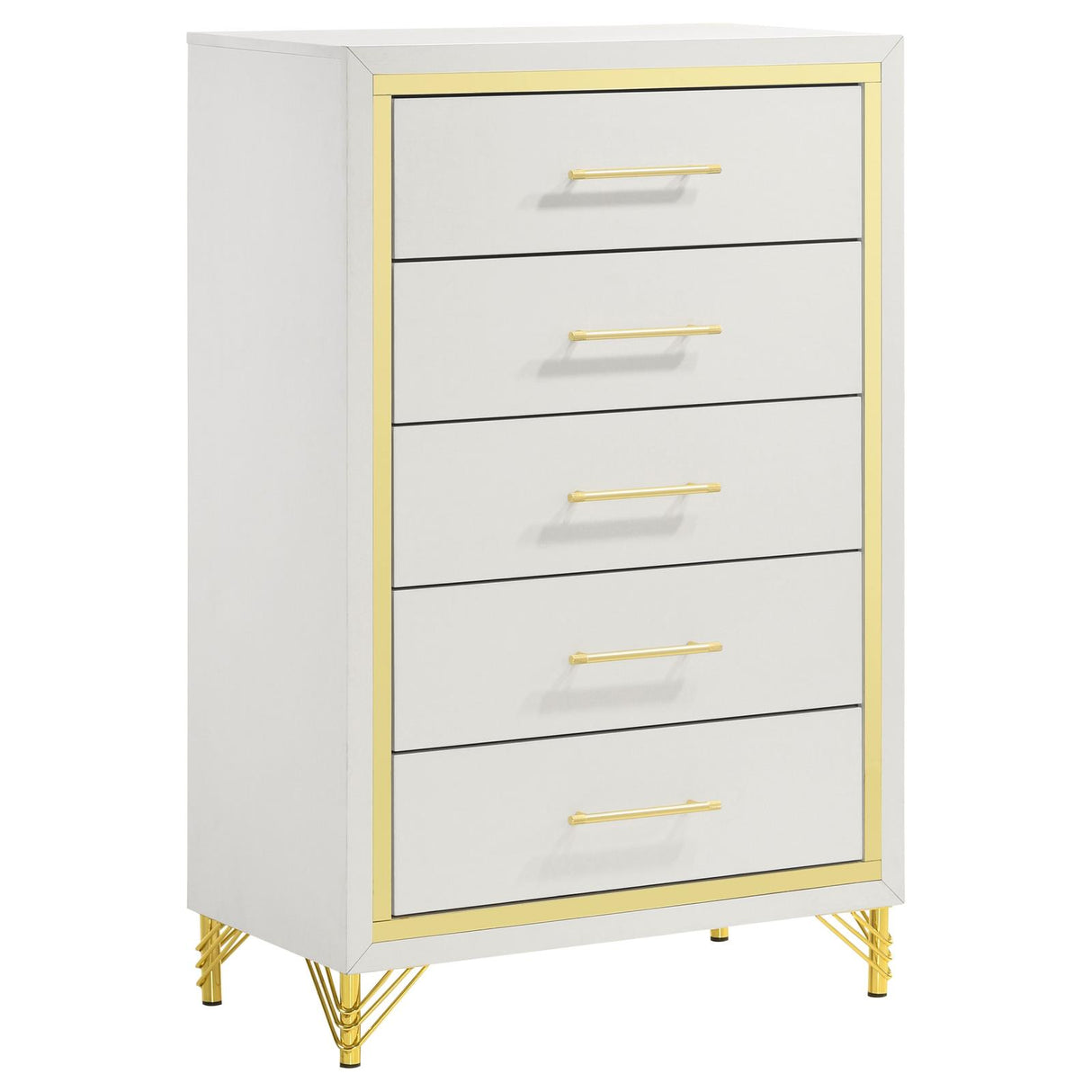 Lucia White 5-Drawer Bedroom Chest from Coaster - Luna Furniture
