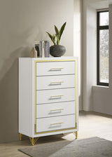 Lucia White 5-Drawer Bedroom Chest from Coaster - Luna Furniture