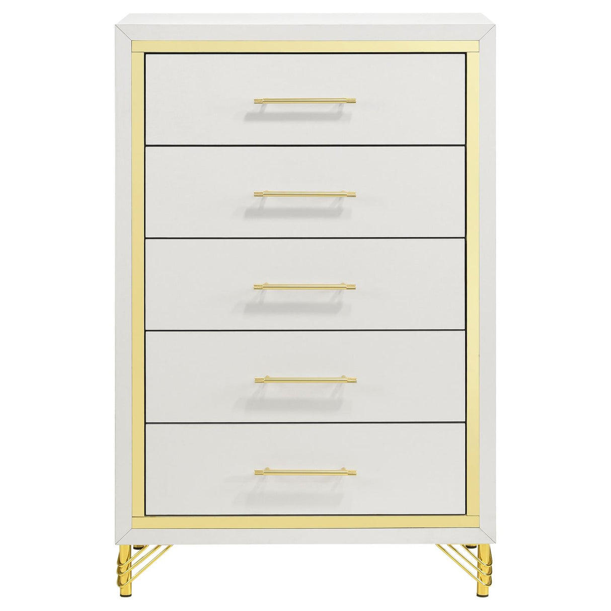 Lucia White 5-Drawer Bedroom Chest from Coaster - Luna Furniture