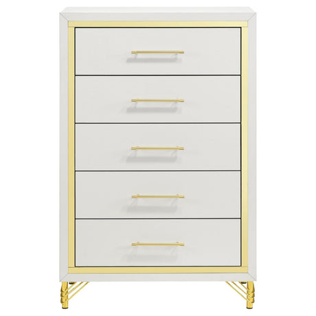 Lucia White 5-Drawer Bedroom Chest from Coaster - Luna Furniture