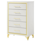 Lucia White 5-Drawer Bedroom Chest from Coaster - Luna Furniture
