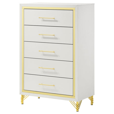 Lucia White 5-Drawer Bedroom Chest from Coaster - Luna Furniture