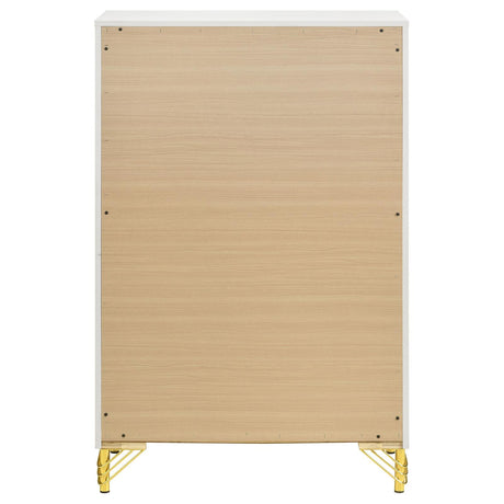 Lucia White 5-Drawer Bedroom Chest from Coaster - Luna Furniture
