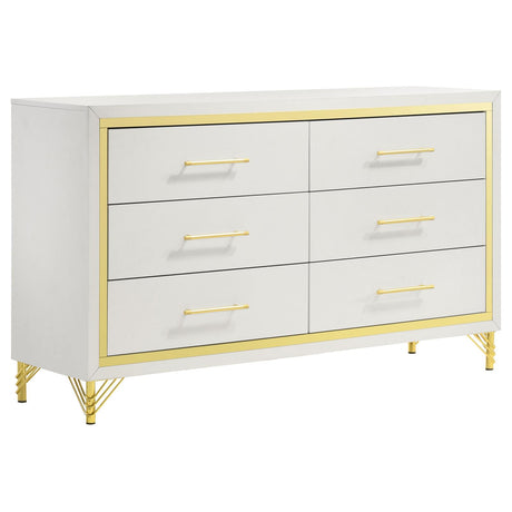 Lucia White 6-Drawer Bedroom Dresser from Coaster - Luna Furniture
