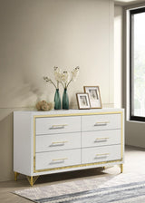 Lucia White 6-Drawer Bedroom Dresser from Coaster - Luna Furniture