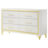 Lucia White 6-Drawer Bedroom Dresser from Coaster - Luna Furniture