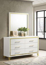 Lucia White 6-Drawer Bedroom Dresser with Mirror from Coaster - Luna Furniture