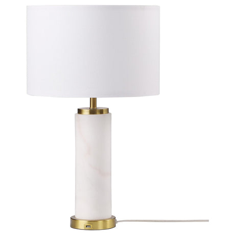 Lucius Drum Shade Bedside Table Lamp White and Gold - 920208 - Luna Furniture