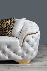 Lupino Ivory Velvet Loveseat - LUPINOIVORY-L - Luna Furniture