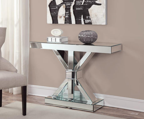 Lurlynn X-shaped Base Console Table Clear Mirror - 950191 - Luna Furniture