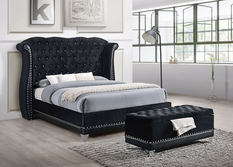 Luxor Black Velvet King Platform Bed from Happy Homes - Luna Furniture