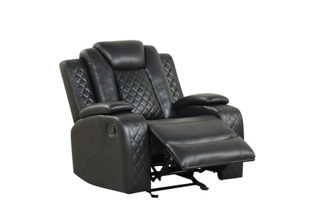 Luz Black 3-Piece Reclining Living Room Set from Happy Homes - Luna Furniture