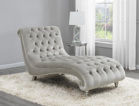 Lydia Tufted Cushion Chaise with Nailhead Trim Grey - 905468 - Luna Furniture