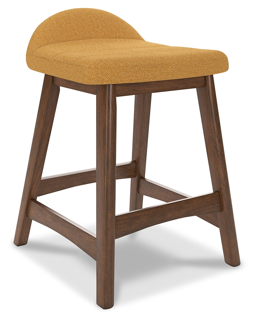 Lyncott Mustard/Brown Counter Height Barstool, Set of 2 from Ashley - Luna Furniture