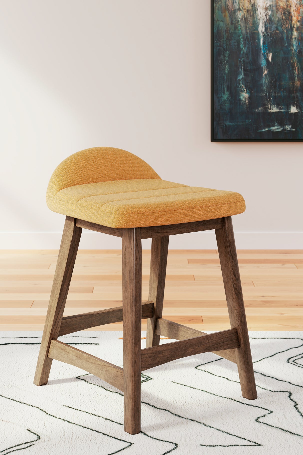 Lyncott Mustard/Brown Counter Height Barstool, Set of 2 from Ashley - Luna Furniture