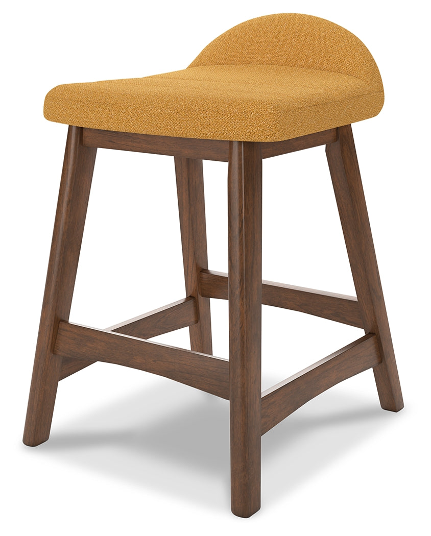 Lyncott Mustard/Brown Counter Height Barstool, Set of 2 from Ashley - Luna Furniture