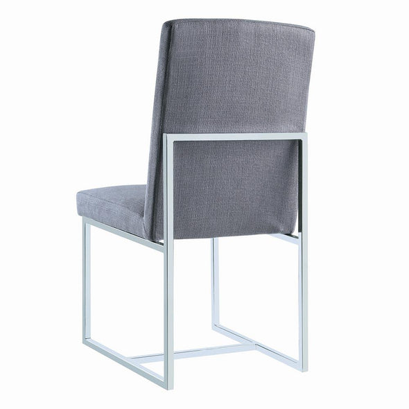 Mackinnon Upholstered Side Chairs Grey and Chrome (Set of 2) - 107143 - Luna Furniture