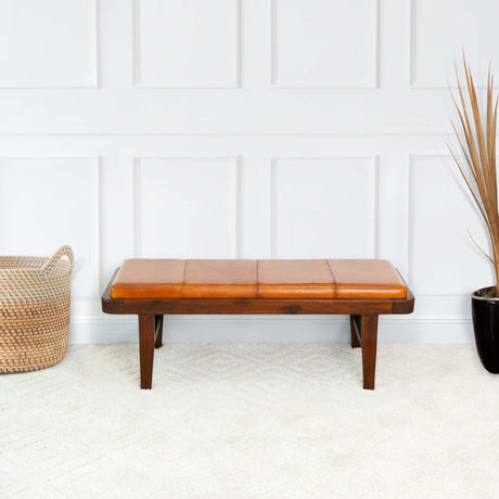 Maddox Tan Leather Bench from Midinmod - Luna Furniture