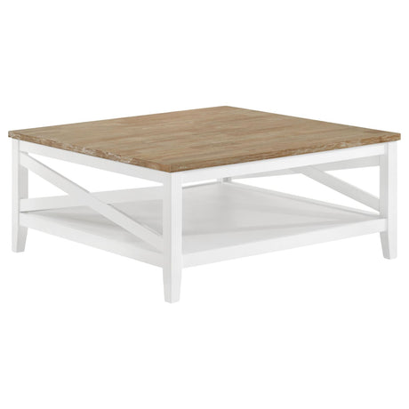 Maisy Square Wooden Coffee Table With Shelf Brown and White - 708098 - Luna Furniture