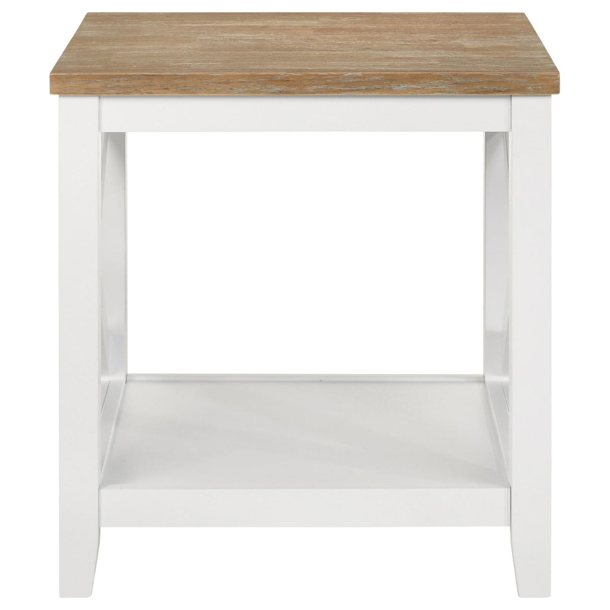 Maisy Square Wooden End Table With Shelf Brown and White - 708097 - Luna Furniture