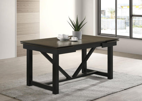 Malia Rectangular Dining Table with Refractory Extension Leaf Black - 122341 - Luna Furniture