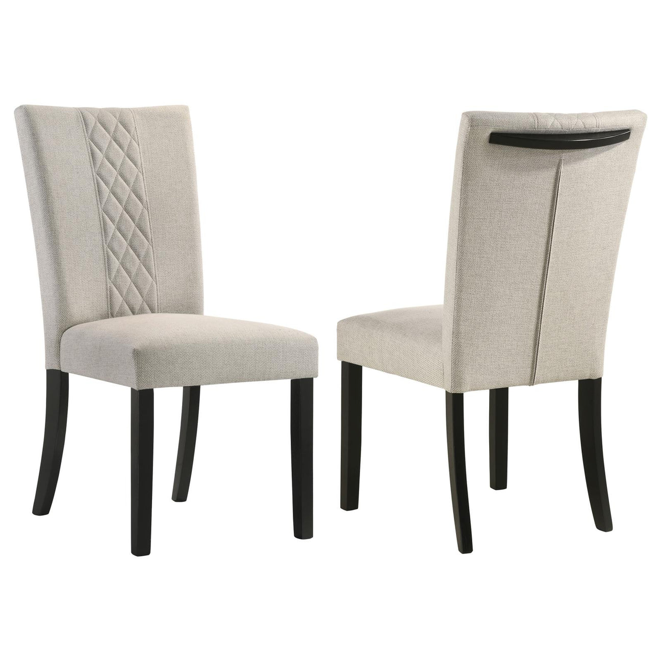 Malia Beige and Black Upholstered Solid Back Dining Side Chair, Set of 2 from Coaster - Luna Furniture
