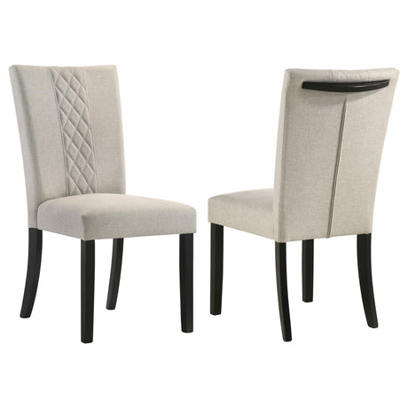 Malia Beige and Black Upholstered Solid Back Dining Side Chair, Set of 2 from Coaster - Luna Furniture