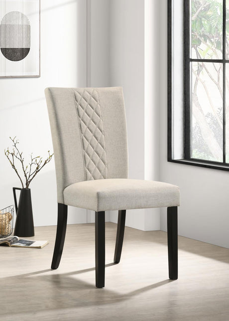 Malia Beige and Black Upholstered Solid Back Dining Side Chair, Set of 2 from Coaster - Luna Furniture