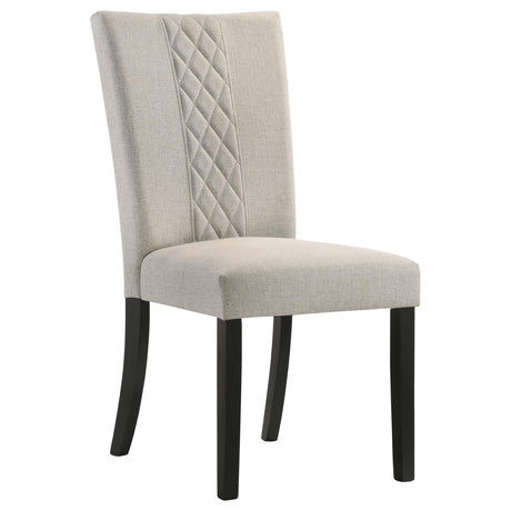 Malia Beige and Black Upholstered Solid Back Dining Side Chair, Set of 2 from Coaster - Luna Furniture