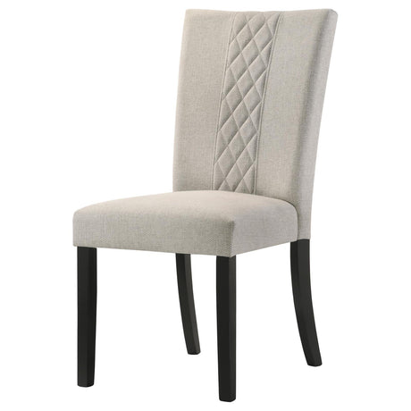 Malia Beige and Black Upholstered Solid Back Dining Side Chair, Set of 2 from Coaster - Luna Furniture