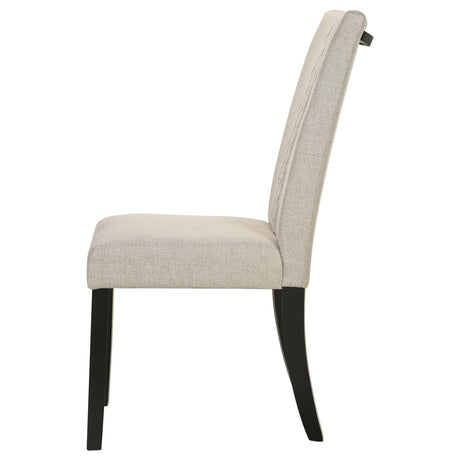 Malia Beige and Black Upholstered Solid Back Dining Side Chair, Set of 2 from Coaster - Luna Furniture
