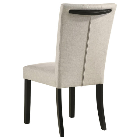 Malia Beige and Black Upholstered Solid Back Dining Side Chair, Set of 2 from Coaster - Luna Furniture