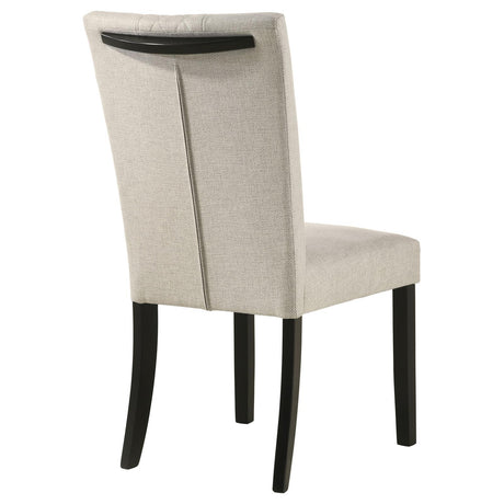 Malia Beige and Black Upholstered Solid Back Dining Side Chair, Set of 2 from Coaster - Luna Furniture
